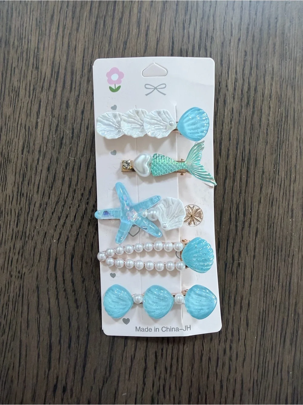 NWT Kids Mermaid Hair Clip Set - Blue & White - Set of 5
